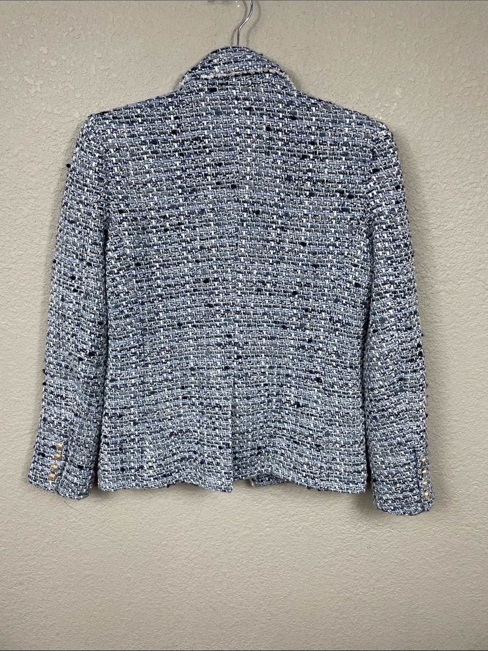 Generation Love Eliza Tweed Blazer Blue Silver Double Breasted Sz S - Picture 5 of 14